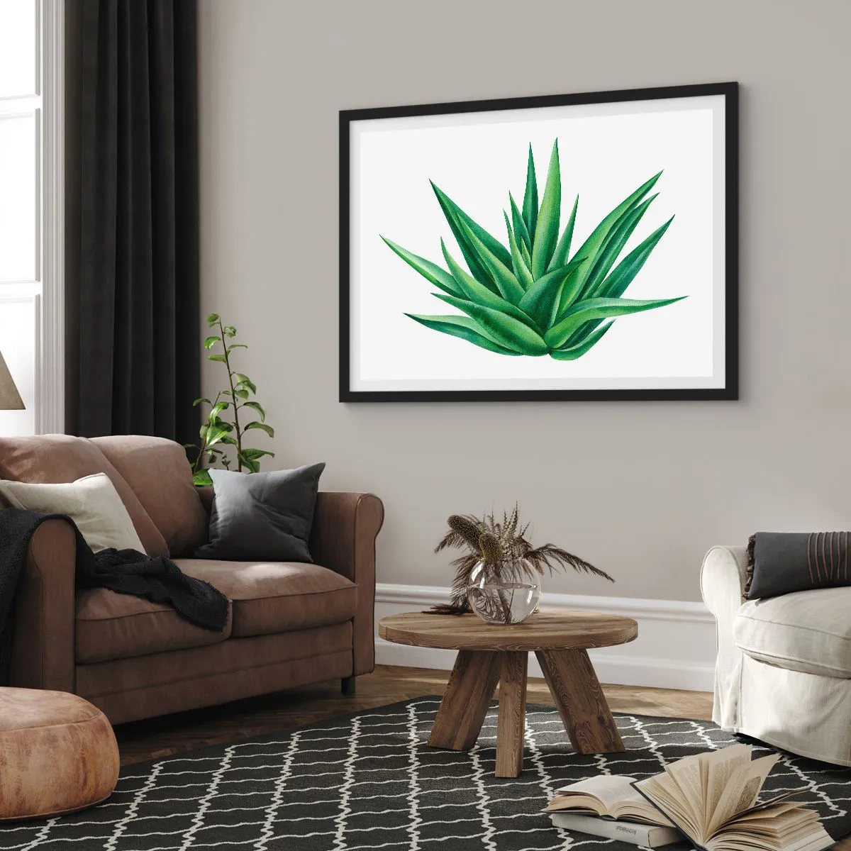Affisch i svart ram - Grönt - styrka - liv - 100x70 cm
