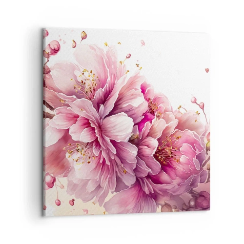 Canvastavla - Bild på duk - Blommande körsbärsblomma - 50x50 cm