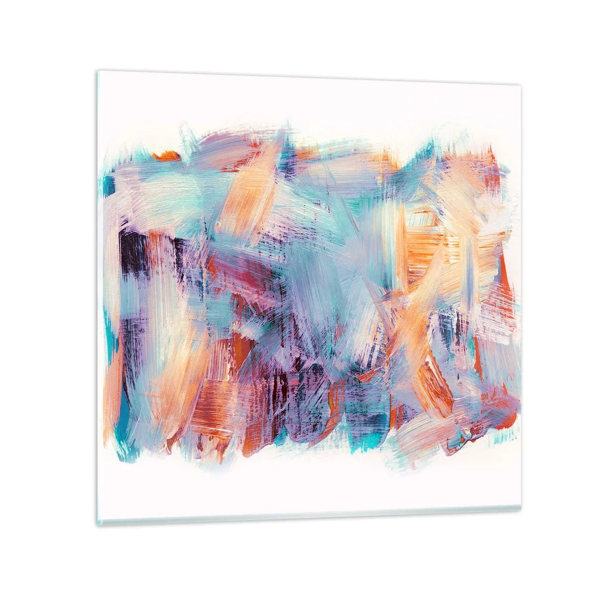 Glastavla - Bild på glas - Färgglad röra - 60x60 cm