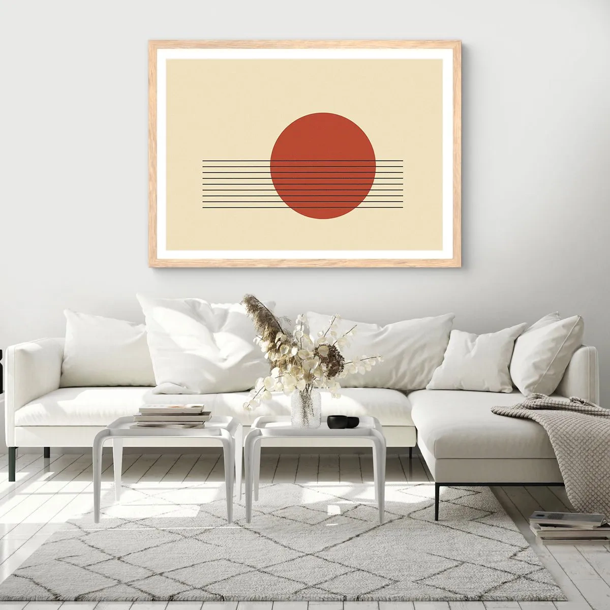 Affisch i ram av ljusek - Cirkel och linjer - 40x30 cm