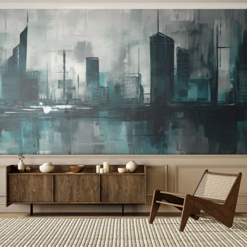 Fototapet Premium Canvas - Regnfärgad stad - Stad, Arkitektur, Bit - 250x175 cm