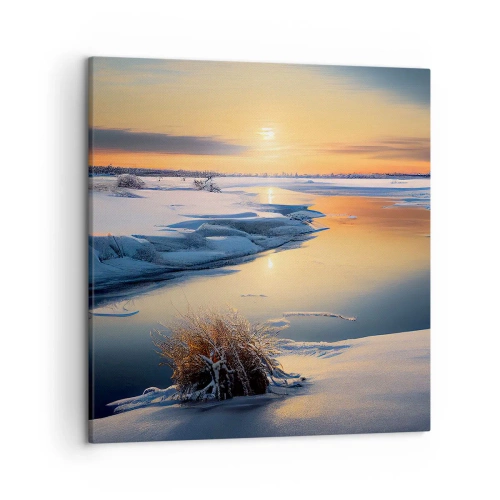 Canvastavla - Bild på duk - Vintersolnedgång - 50x50 cm