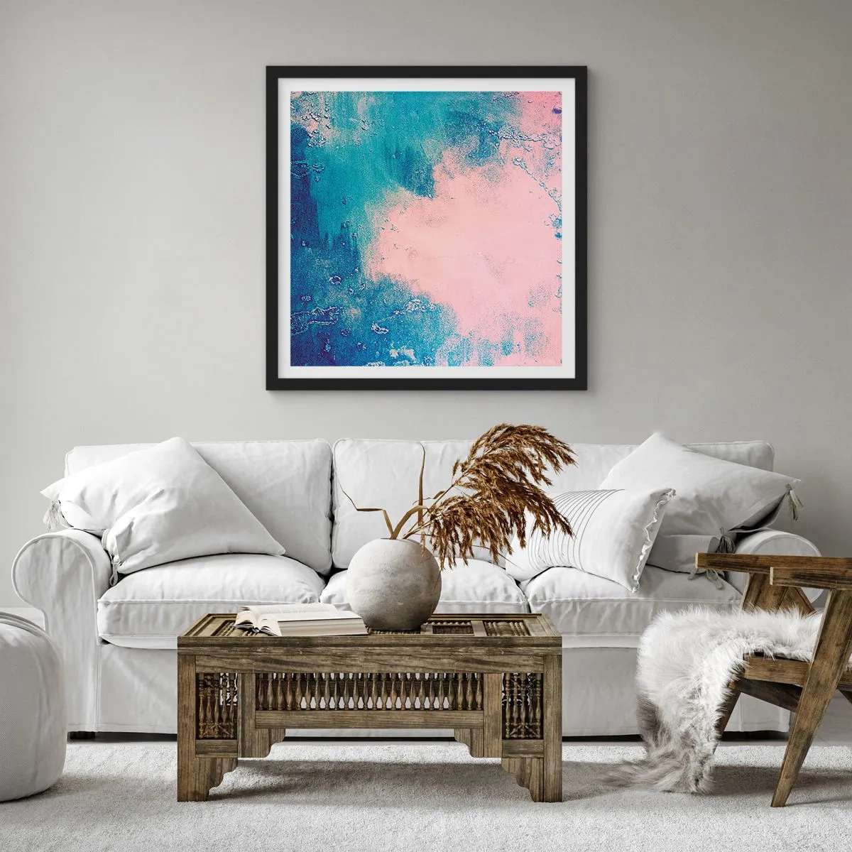 Affisch i svart ram - Blåa famnar - 60x60 cm