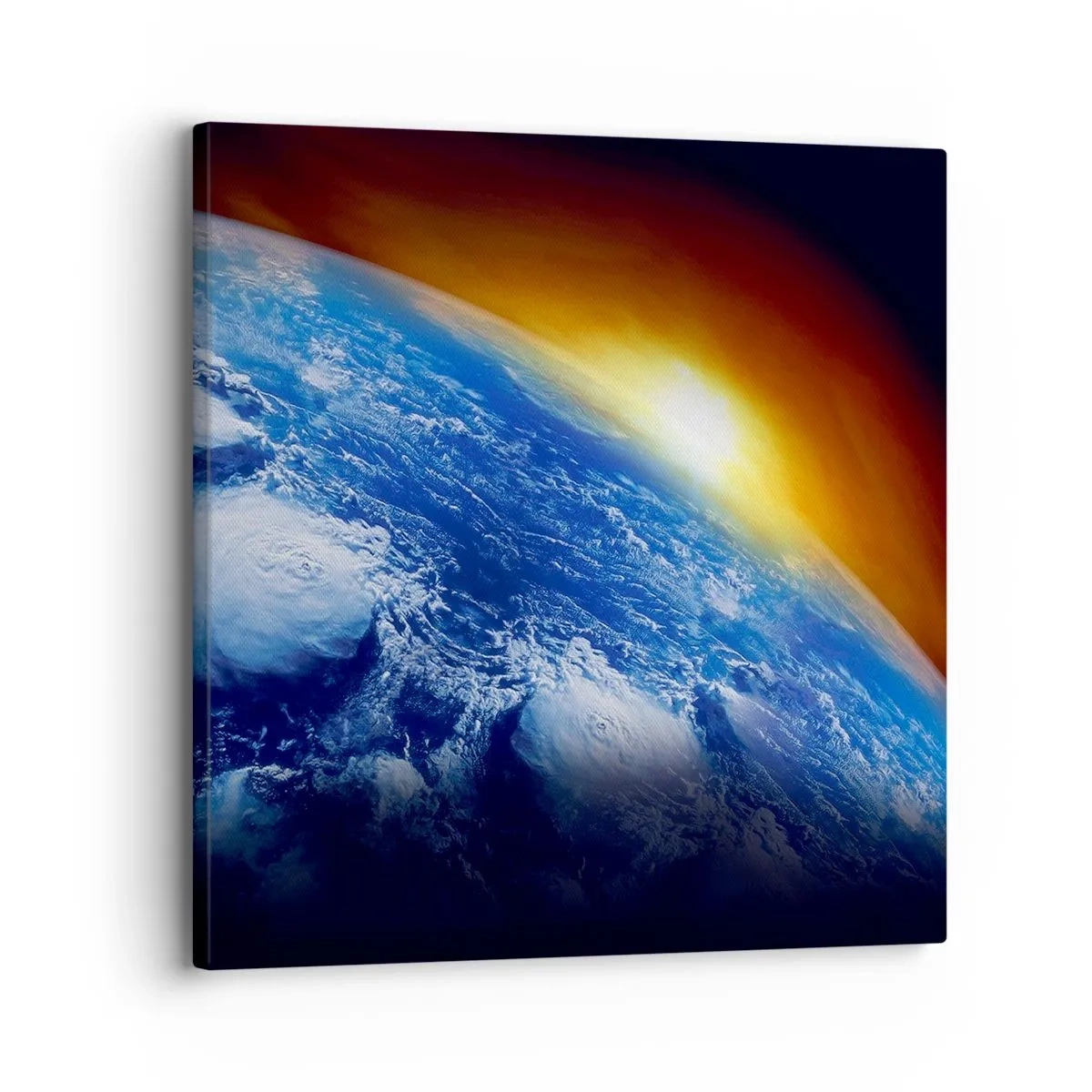 Canvastavla - Bild på duk - Soluppgång över den blåa planeten - 30x30 cm