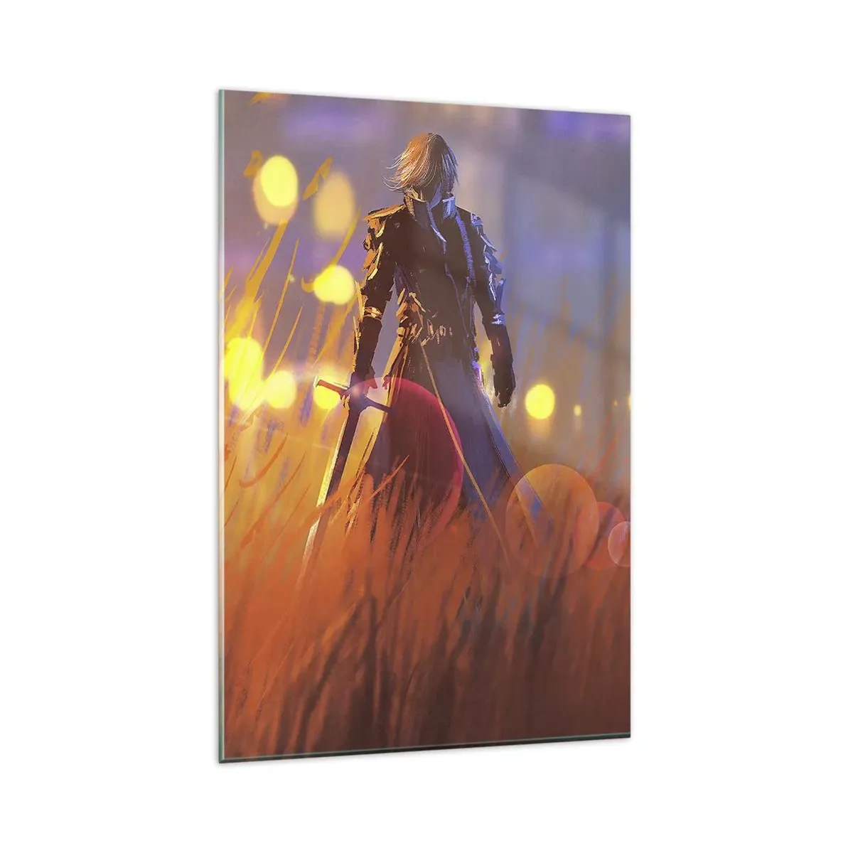 Glastavla - Bild på glas - Vandrande riddare - 80x120 cm