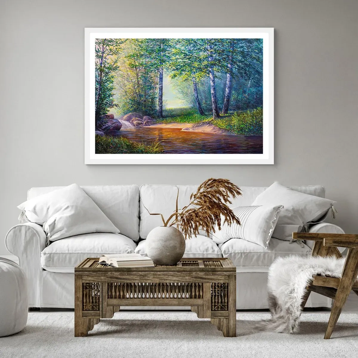 Affisch i vit ram - Idyllisk vy - 50x40 cm