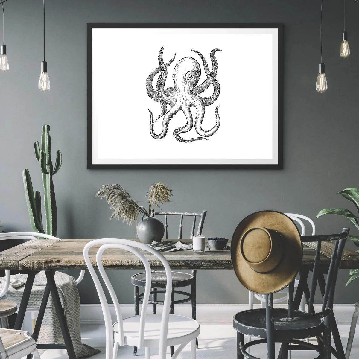 Affisch i svart ram - Dansar med vågorna - 70x50 cm