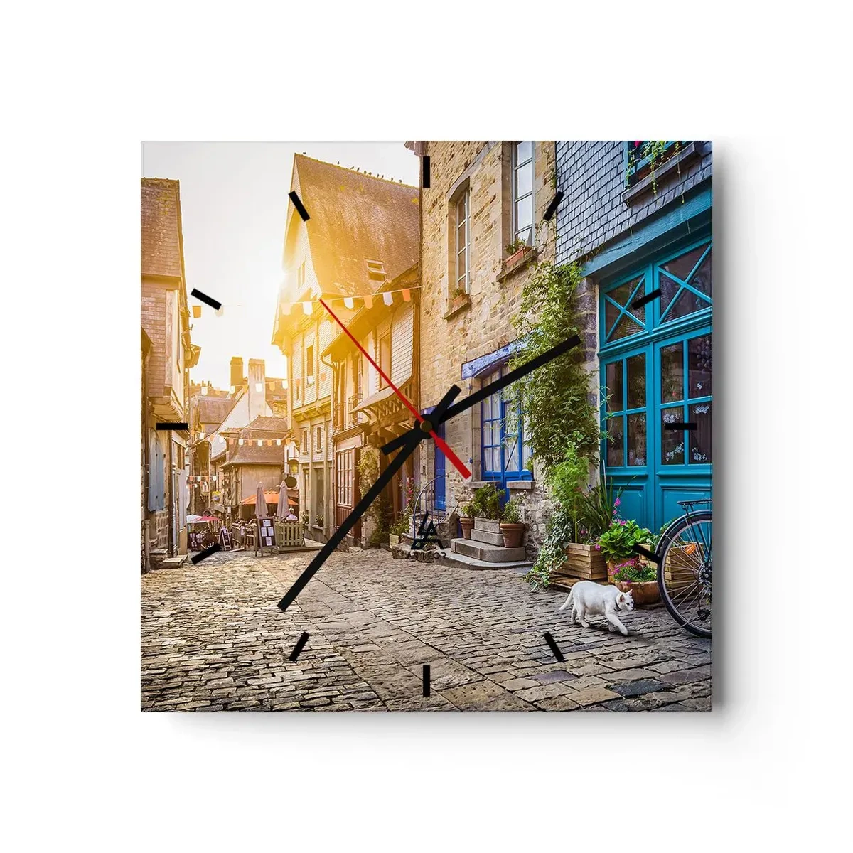 Väggklocka - Klocka på glas - Stadens vita ande - 30x30 cm