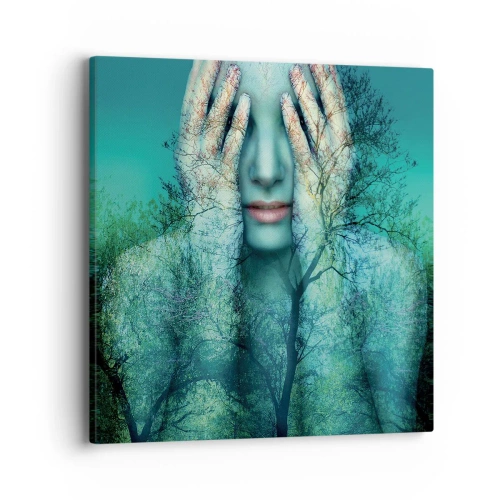Canvastavla - Bild på duk - Doppad i blått - 40x40 cm