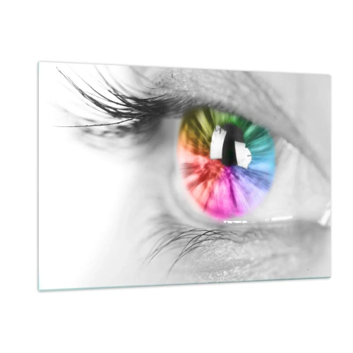Glastavla - Bild på glas - Se färgglatt på världen - 120x80 cm