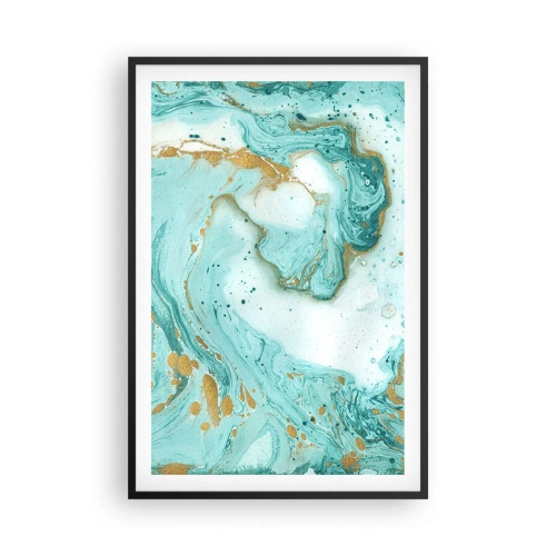 Affisch i svart ram - Under stora vågen från Edo-tiden - 61x91 cm