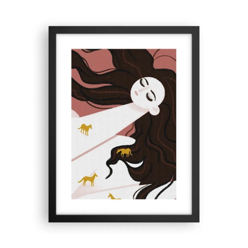 Affisch i svart ram - Dröm om en gyllene häst - 30x40 cm