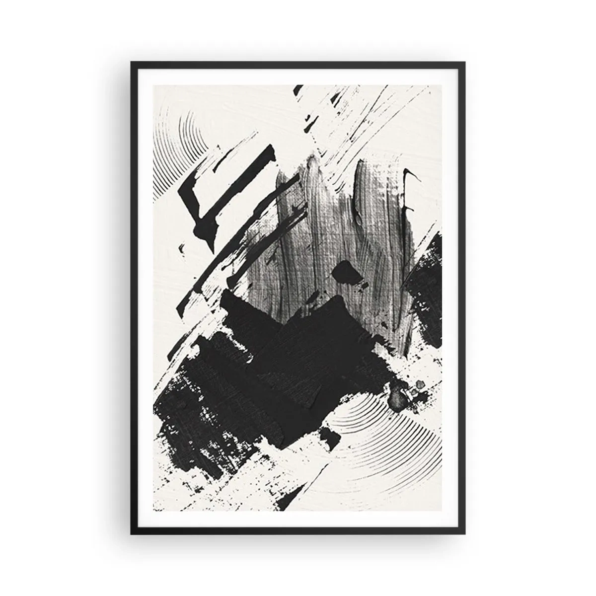 Affisch i svart ram - Abstraktion - uttrycket av svart - 70x100 cm