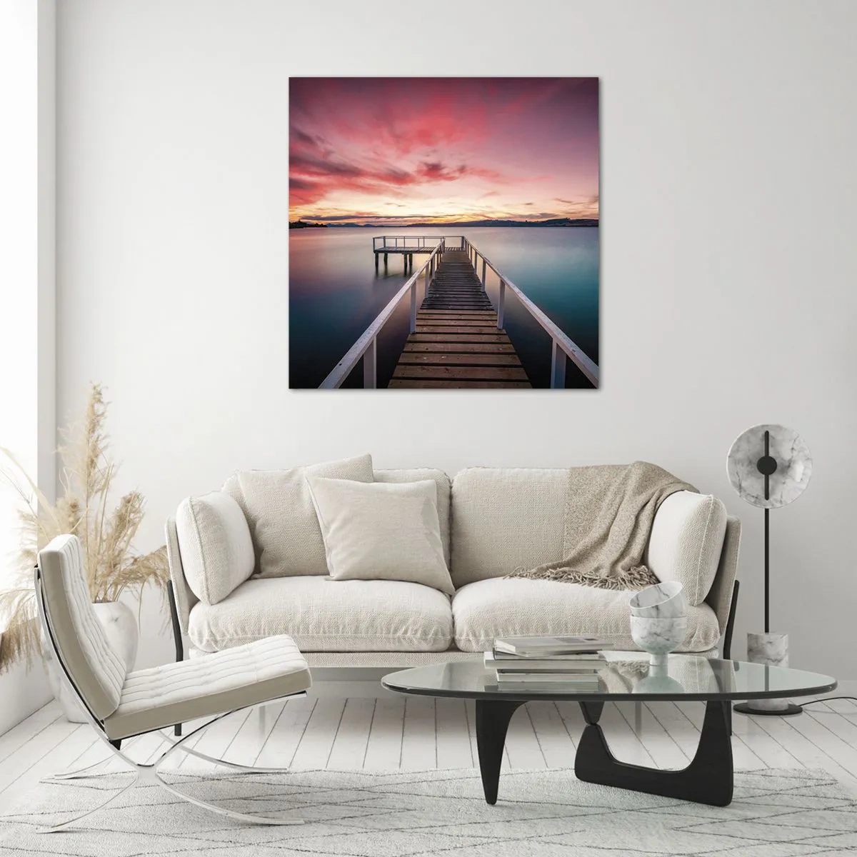 Glastavla - Bild på glas - Kvällens milda låga - 30x30 cm