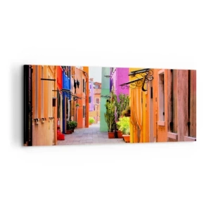 Canvastavla - Bild på duk - Regnbågsgränd - 120x50 cm