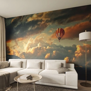Fototapet Premium Sand - Jag flyger för jag vill - Abstraktion, Ballongflygning, Berg - 100x70 cm