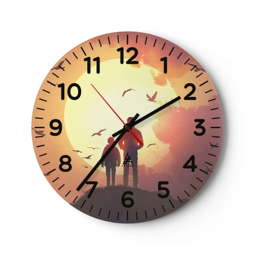 Väggklocka - Klocka på glas - Öga mot öga med solen - 40x40 cm