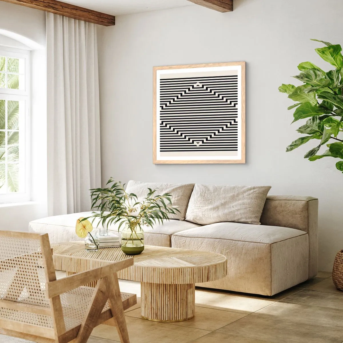 Affisch i ram av ljusek - Geometrisk illusion - 60x60 cm