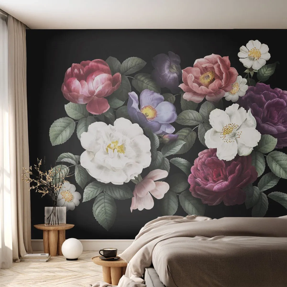 Fototapet Premium Sand - Från en engelsk trädgård - Blommor, Blombukett, Blomsterarrangemang - 100x70 cm
