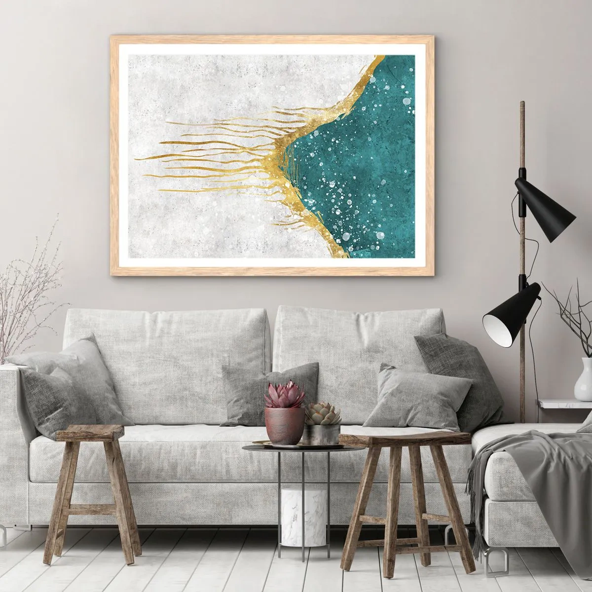 Affisch i ram av ljusek - Gyllene tidvatten - 91x61 cm