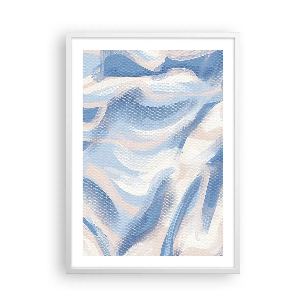 Affisch i vit ram - Blå krusningar - 50x70 cm