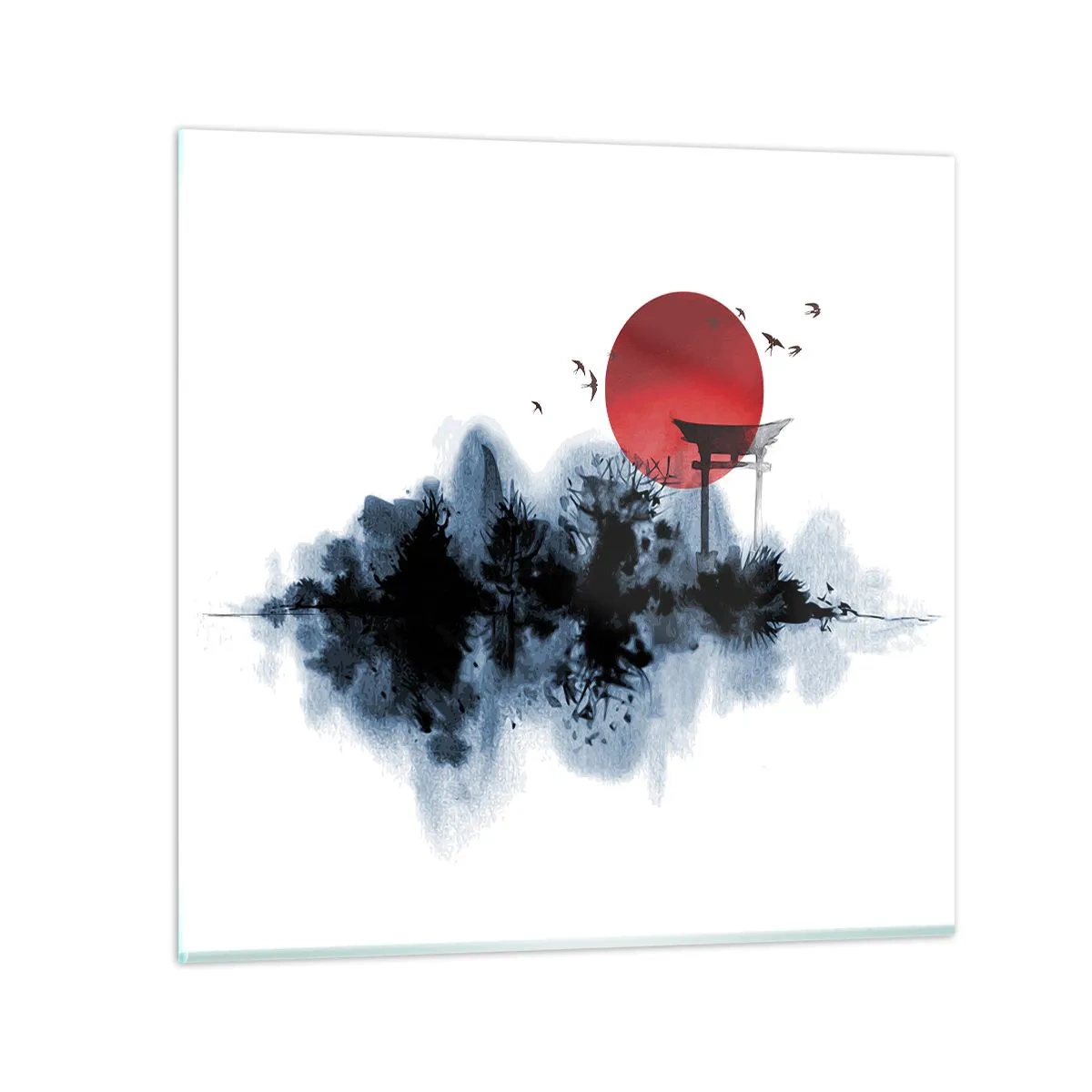 Glastavla - Bild på glas - Japansk utsikt - 30x30 cm