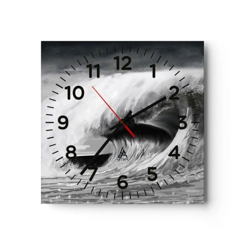 Väggklocka - Klocka på glas - Havets ilska - 30x30 cm