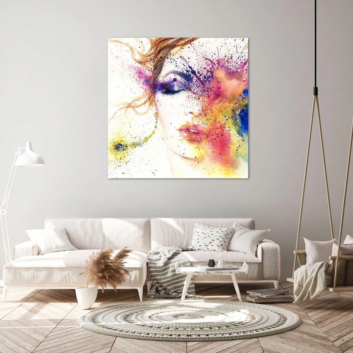 Canvastavla - Bild på duk - Regnbågsyrsel - 70x70 cm