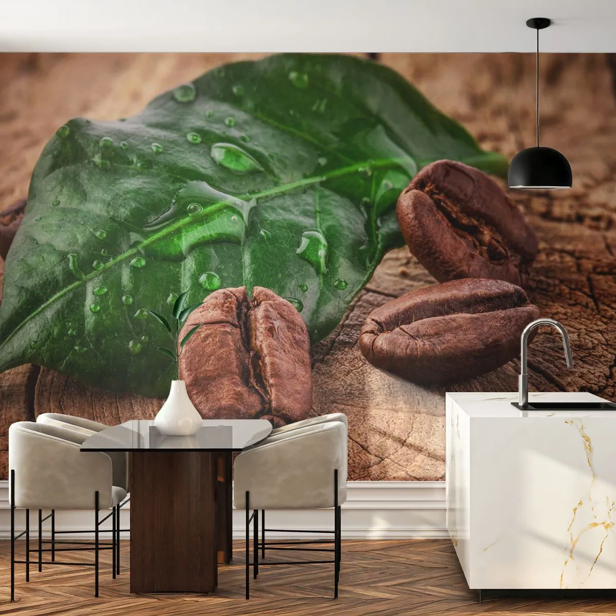 Självhäftande Fototapet Deluxe Sticker - Äkta och svart - Gastronomi, Kaffe, Kaffeböna - 250x175 cm