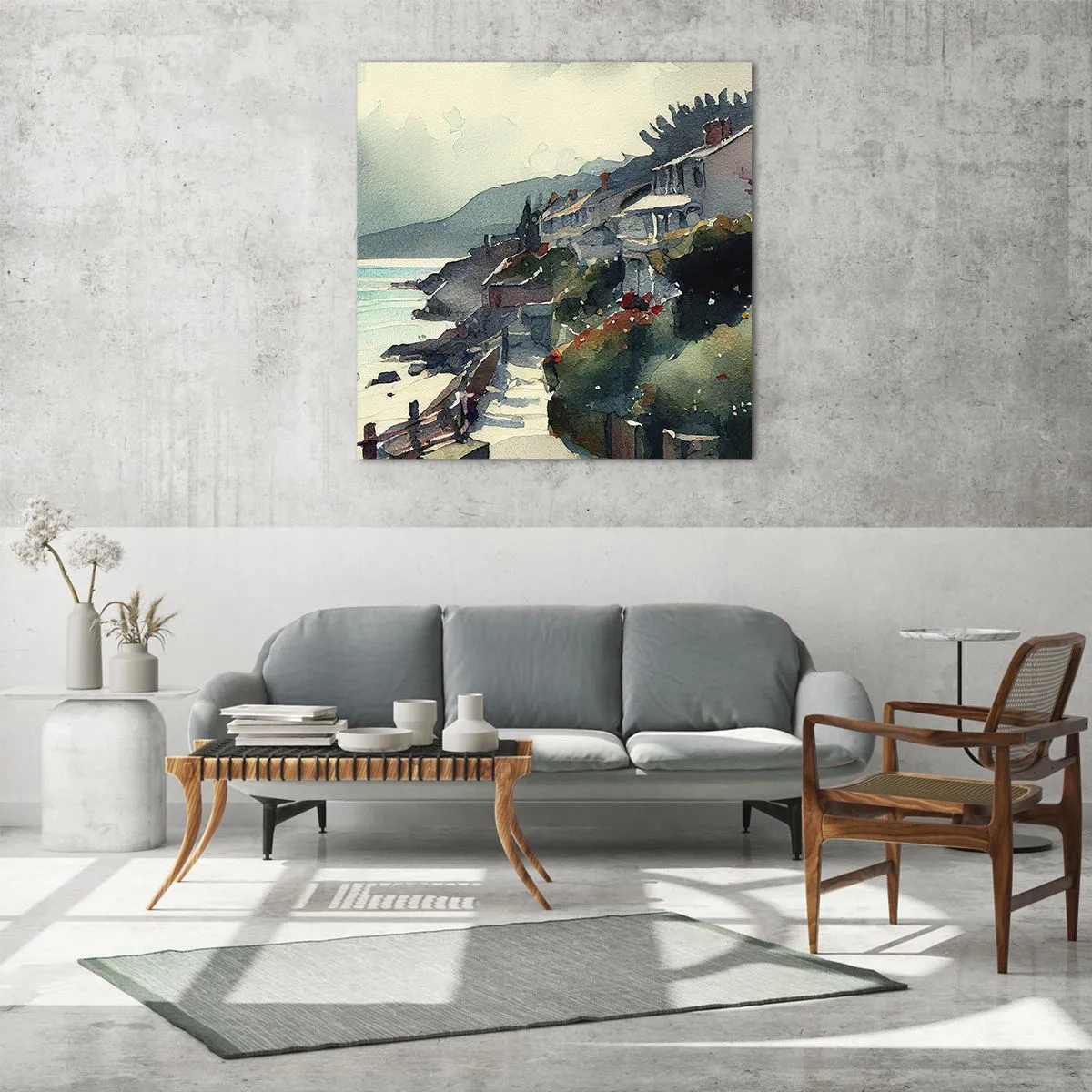 Glastavla - Bild på glas - Medelhavsstad - 40x40 cm