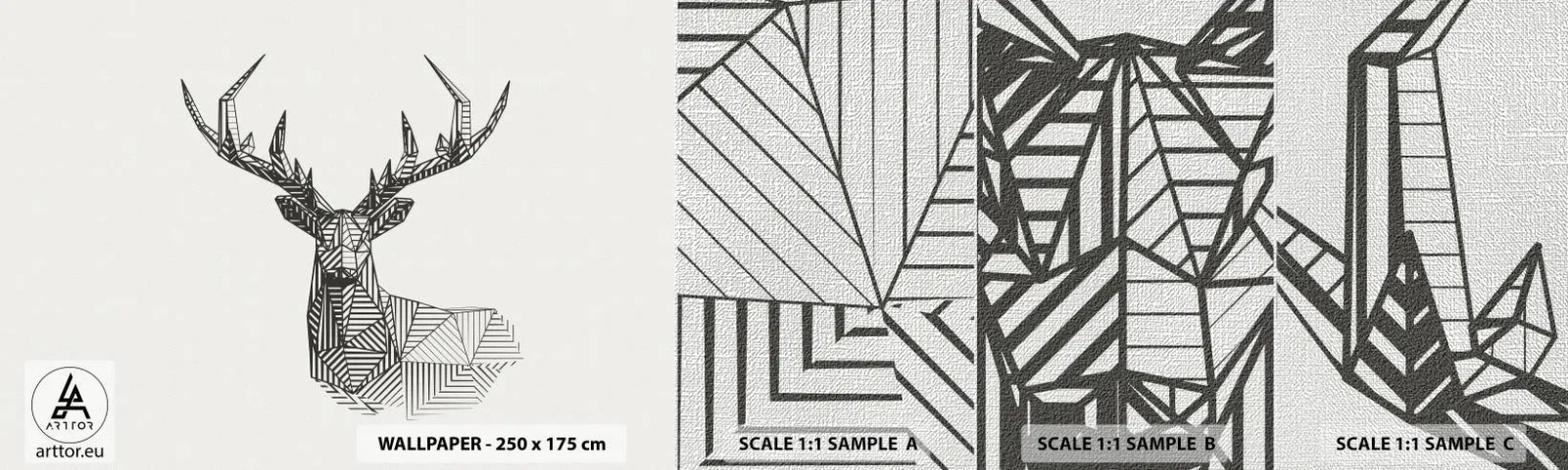 Provbit av fototapet Premium Canvas - Hjort i kubistisk stil - Abstraktion, Rådjur, Djur - 100x30 cm