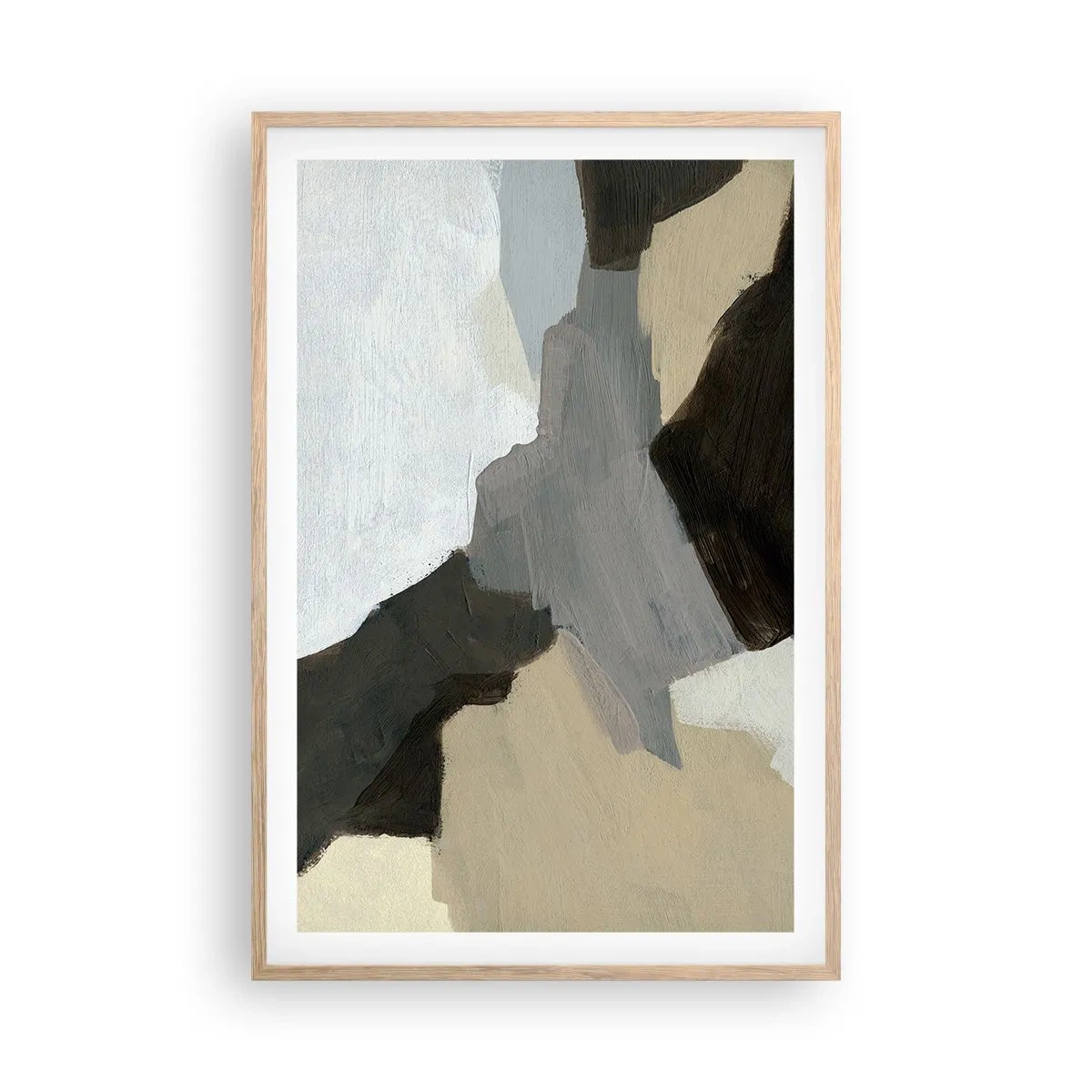 Affisch i ram av ljusek - Abstraktion: avgrening av det gråa - 61x91 cm