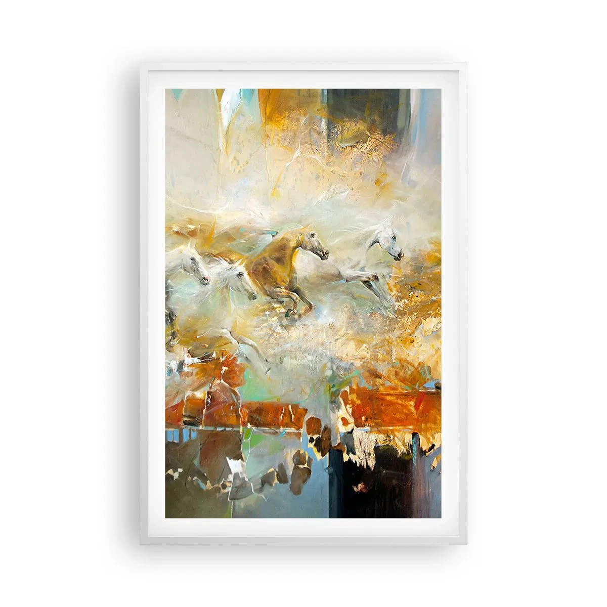 Affisch i vit ram - Galopp genom ljuset - 61x91 cm