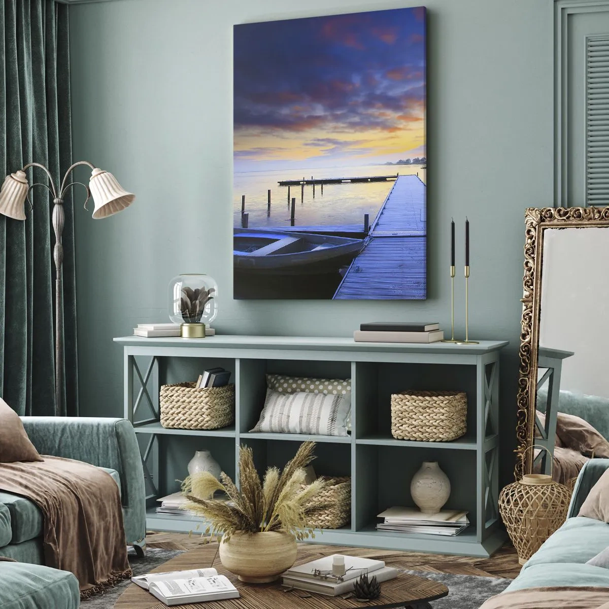 Canvastavla - Bild på duk - Violet-guld ro - 70x100 cm