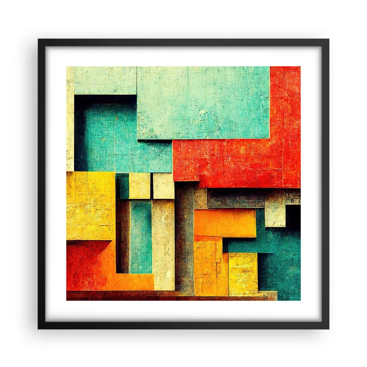 Affisch i svart ram - Festival av räta vinklar - 50x50 cm