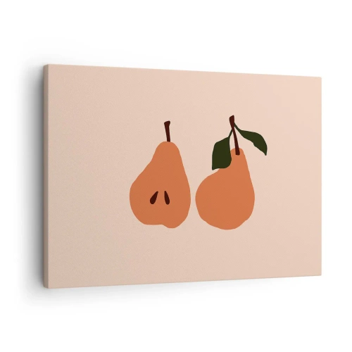 Canvastavla - Bild på duk - En minimalistisk illustration av två päron mot en beige bakgrund. - 70x50cm - Bara sötma - Modern väggdekoration för vardagsrum och sovrum ARTTOR