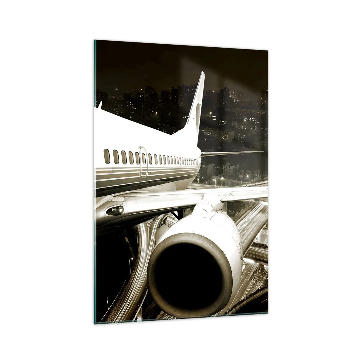 Glastavla - Bild på glas - Lyfta upp i natten - 70x100 cm