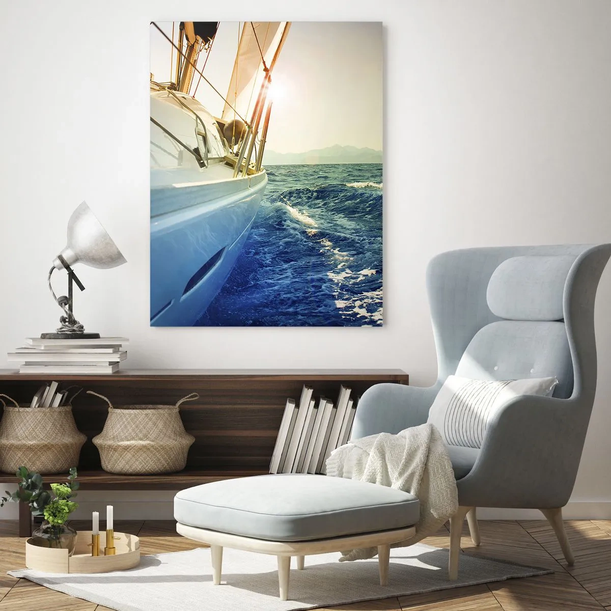 Glastavla - Bild på glas - Mot äventyret - 50x70 cm