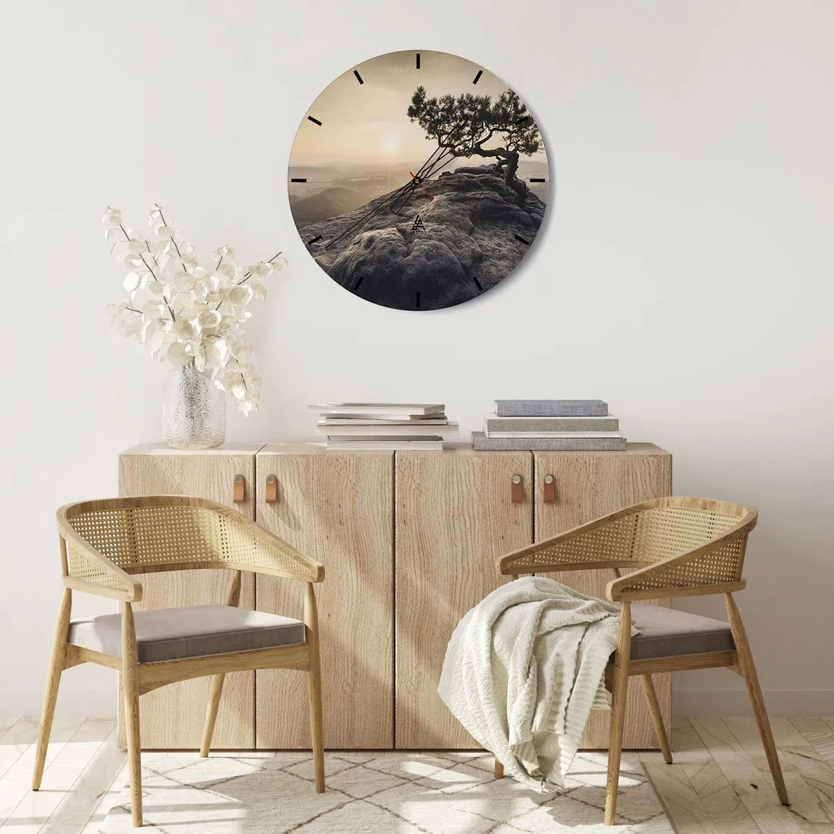 Väggklocka - Klocka på glas - Livet vinner alltid - 40x40 cm