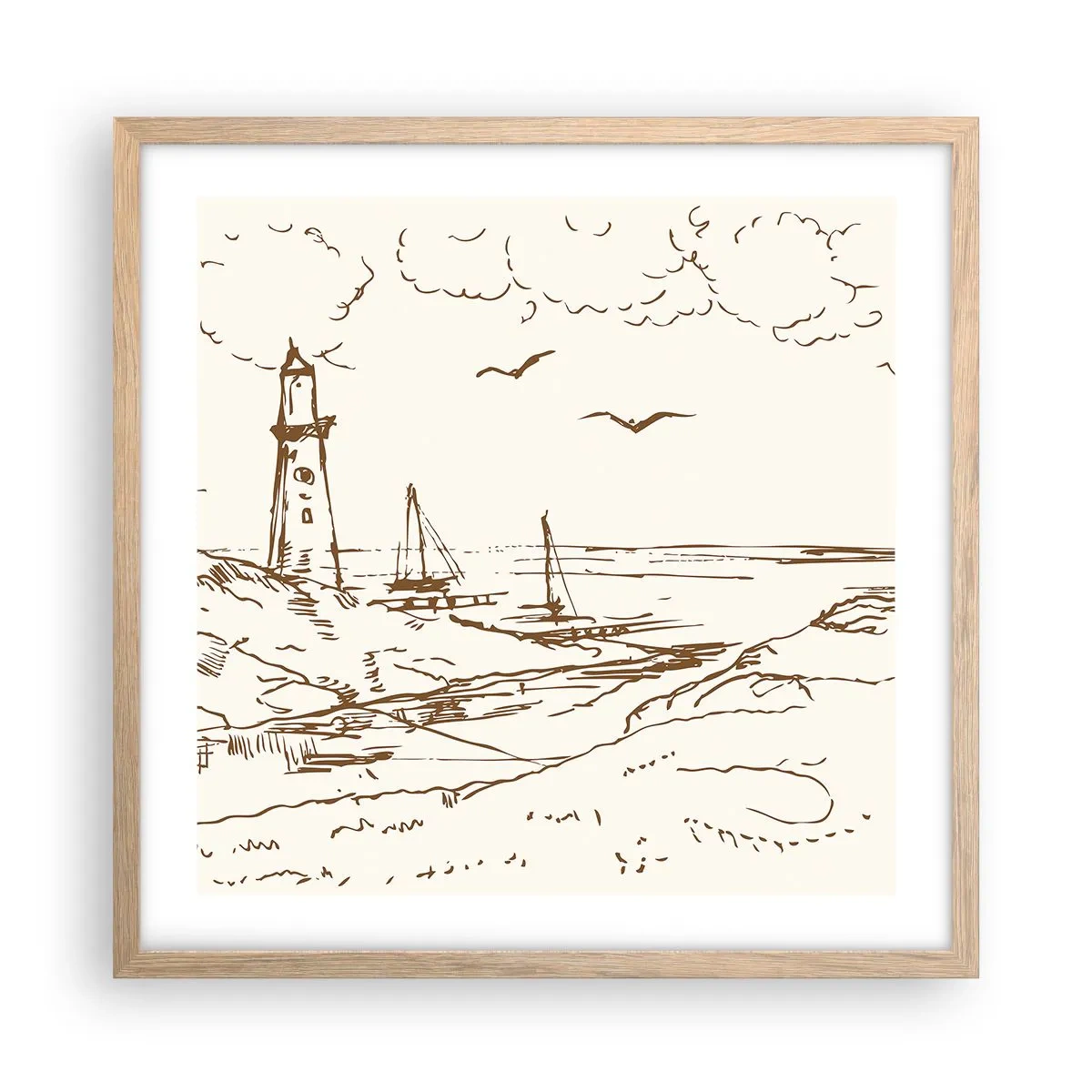 Affisch i ram av ljusek - Sommarminnets kontur - 50x50 cm