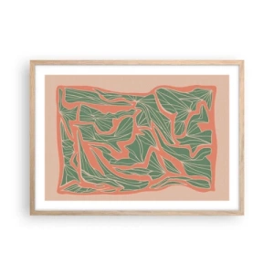 Affisch i ram av ljusek - En kamp mellan korall och grönt - 70x50 cm