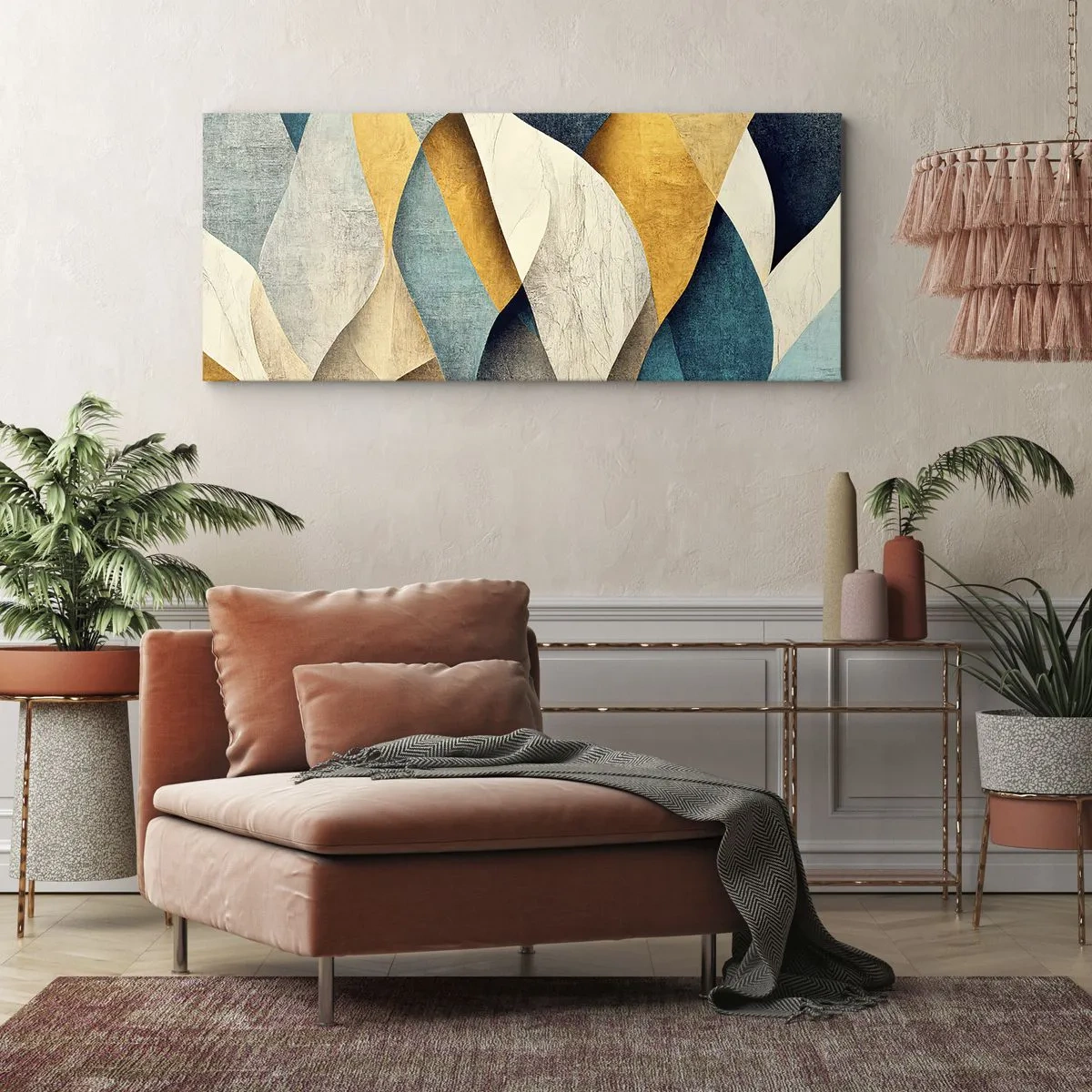 Canvastavla - Bild på duk - Rytm och vågrörelse - 100x40 cm