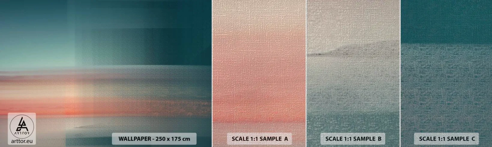 Provbit av fototapet Premium Canvas - Abstraktion: ljusvågor - Vatten, Himmel, Minimalism - 100x30 cm