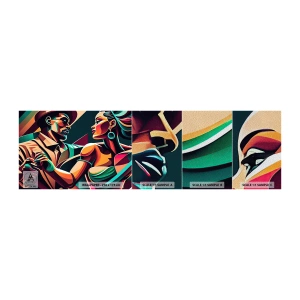 Provbit av fototapet Premium Sand - I hjärtats rytm - Kubism, Par, Dansa - 100x30 cm