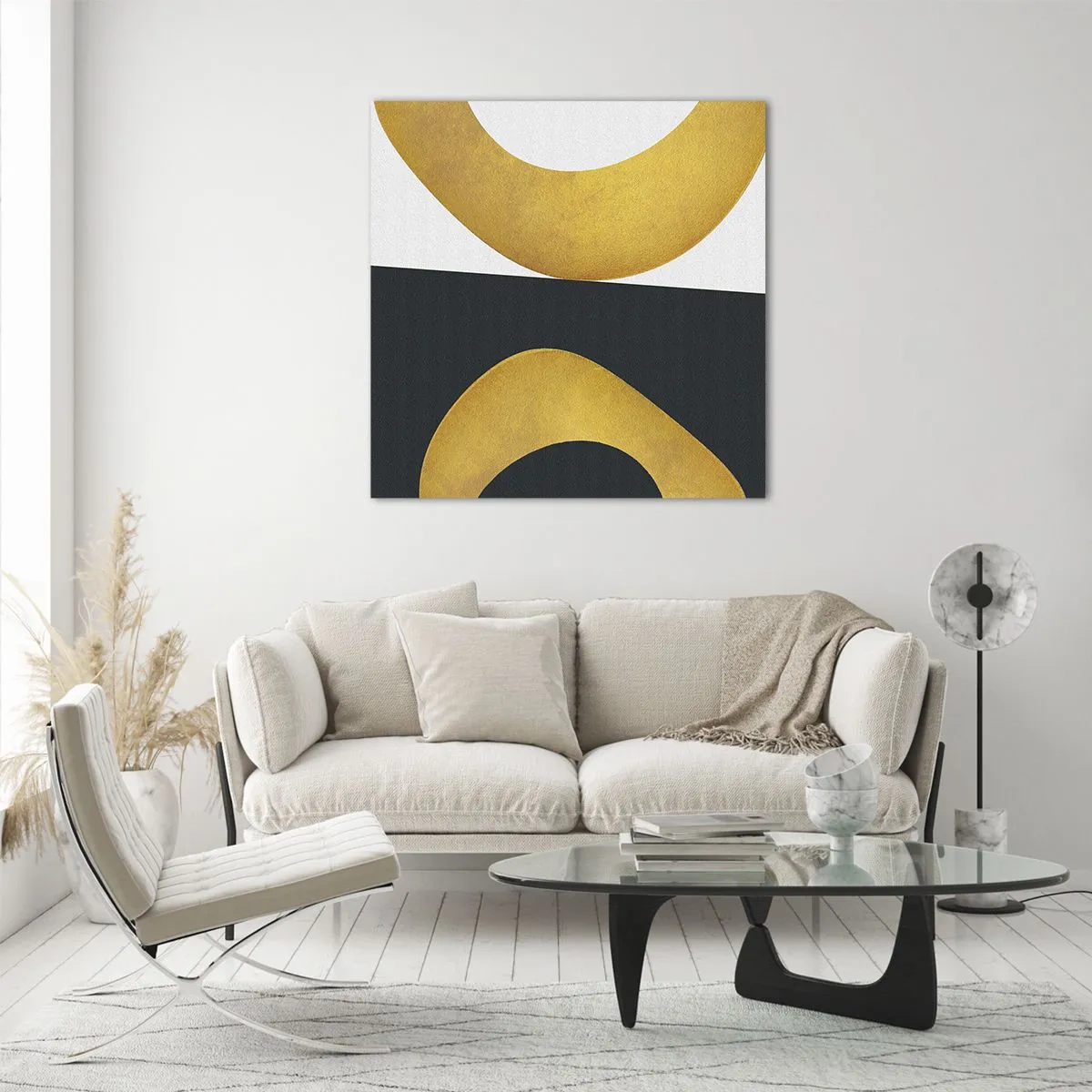 Glastavla - Bild på glas - Öfr det första: guld - 30x30 cm