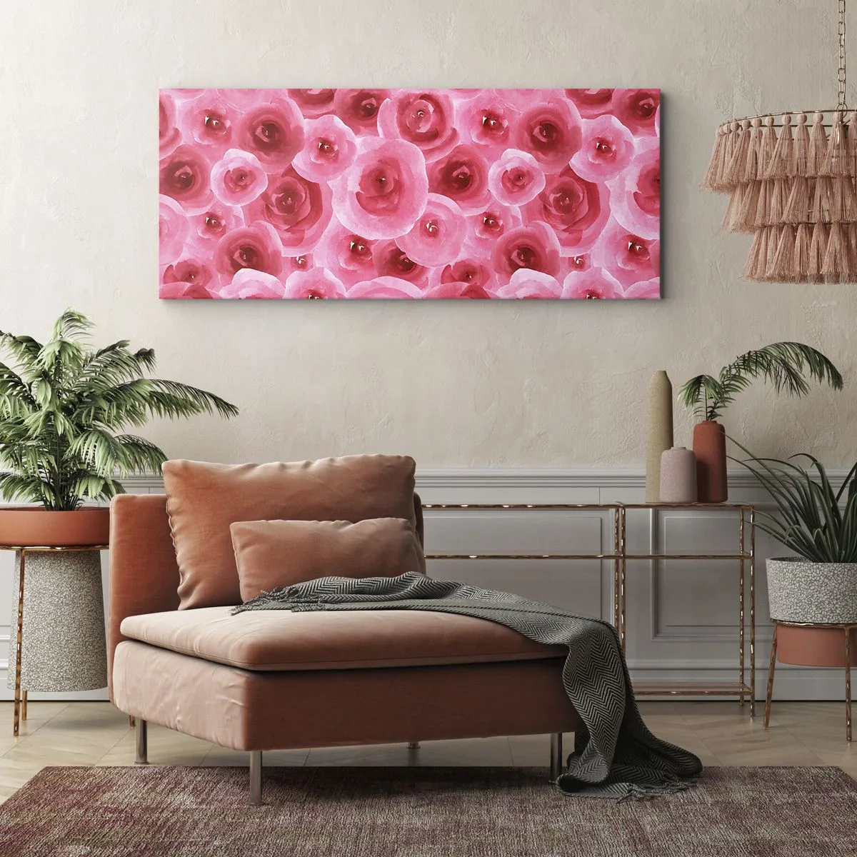 Canvastavla - Bild på duk - Rosor upe och nere - 100x40 cm