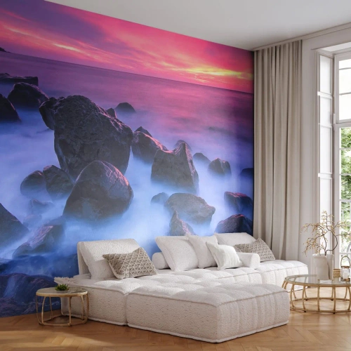 Fototapet Premium Sand - Dimma och sken - Landskap, Hav, Solnedgång - 450x315 cm
