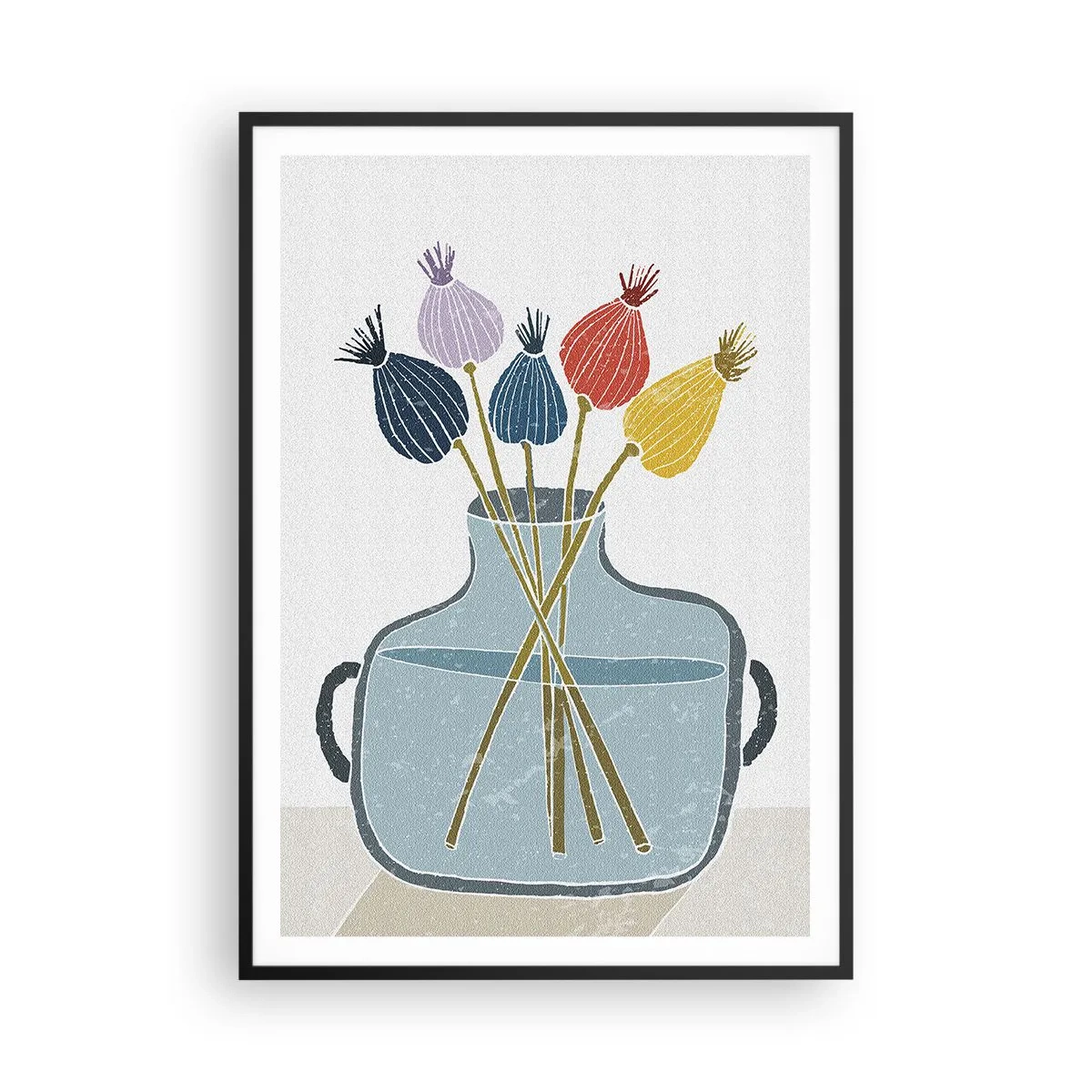 Affisch i svart ram - Vallmovas - 70x100 cm