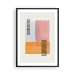 Affisch i svart ram - Geometriska former i pastellfärger med linjeaccenter - 50x70cm - Från hörna till hörna - Modern väggdekoration för vardagsrum och sovrum ARTTOR