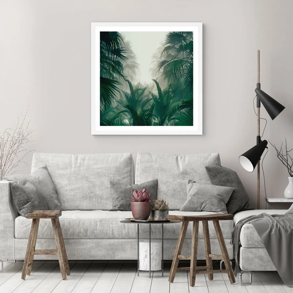Affisch i vit ram - Tropisk hemlighet - 60x60 cm